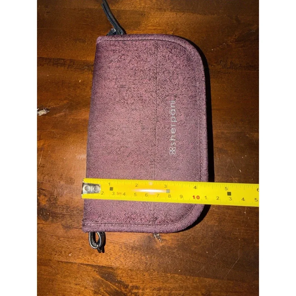 Sherpani Lucky Wristlet Wallet Zip Around Maroon Purple Travel RFID